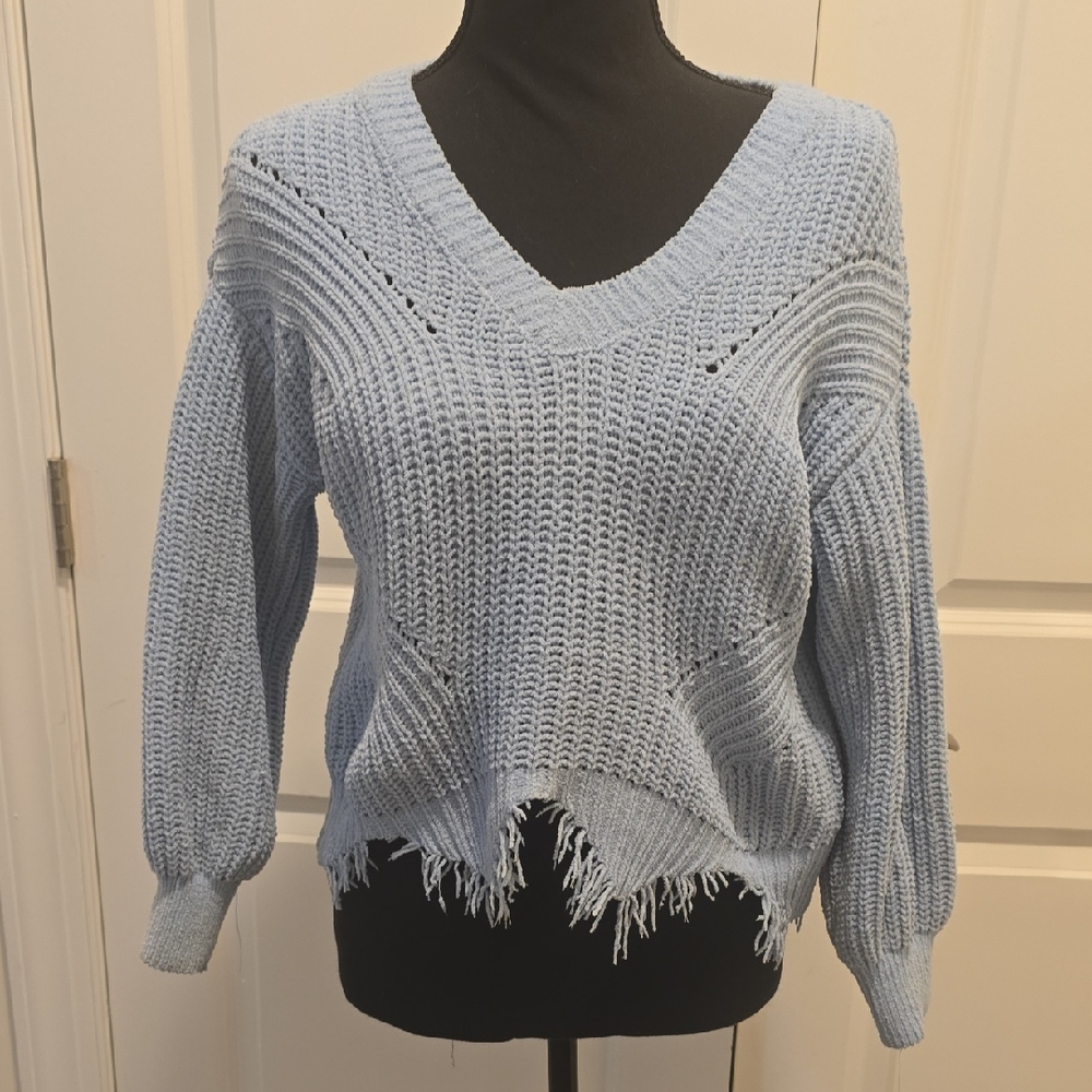 No Boundaries Sky Blue V-Neck Sweater